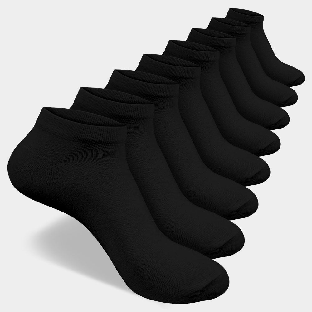 Bio Katoen Enkelsokken - 8 Paar - Zwart