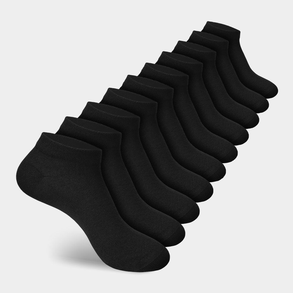 Baumwoll-Knöchelsocken – 10 Paar – Schwarz