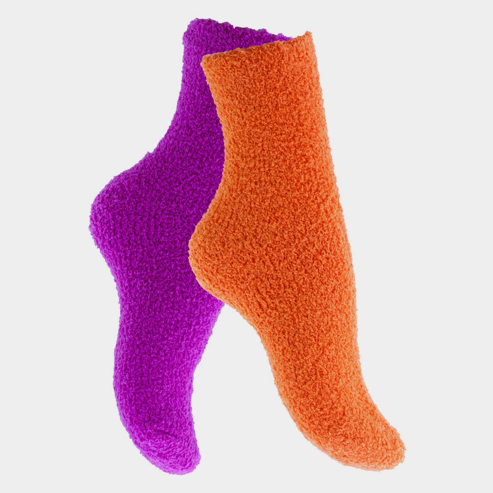 Flauschige Damensocken – Orange/Lila