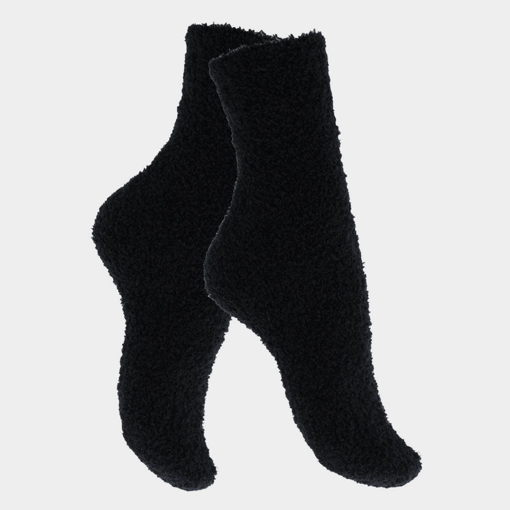 Flauschige Damensocken – Schwarz