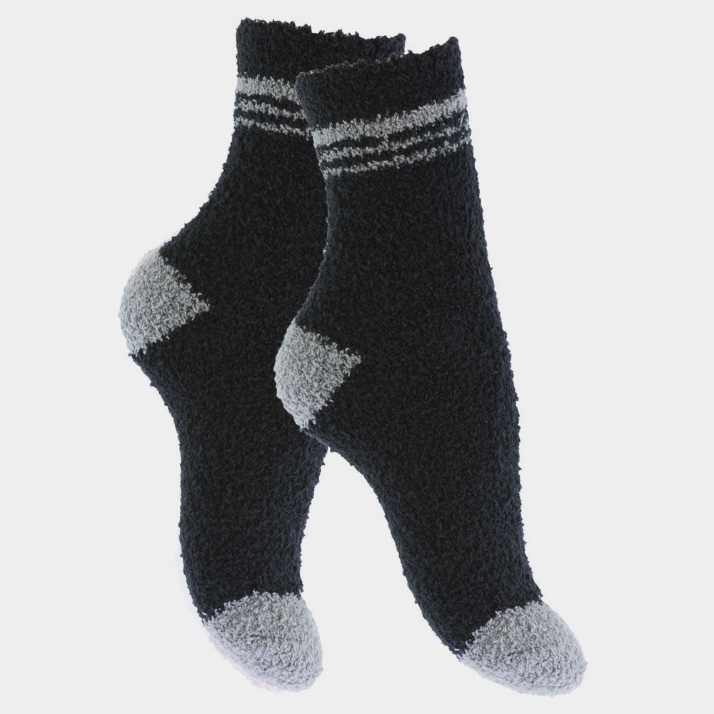 Flauschige Damensocken – Schwarz/Grau
