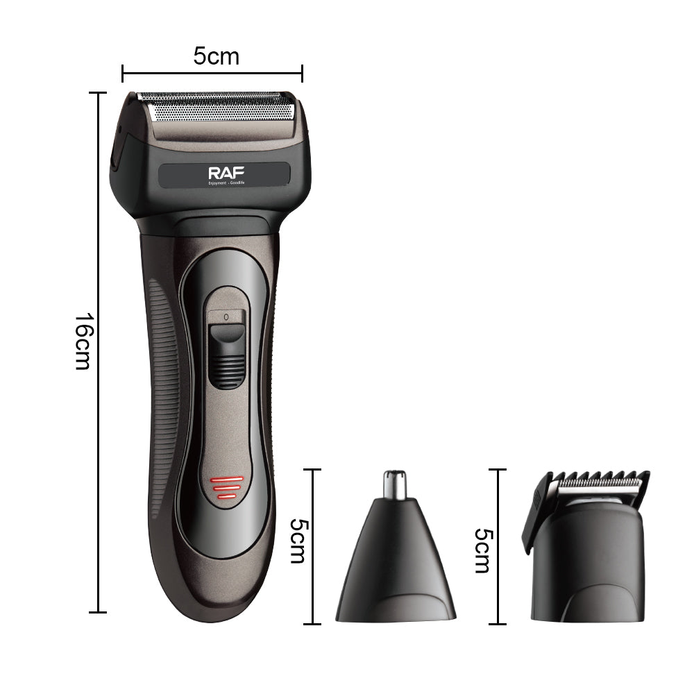 Hoogwaardige haartrimmer met T-blade, neushaartrimmer en microshaver opzetstukken, inclusief afmetingen