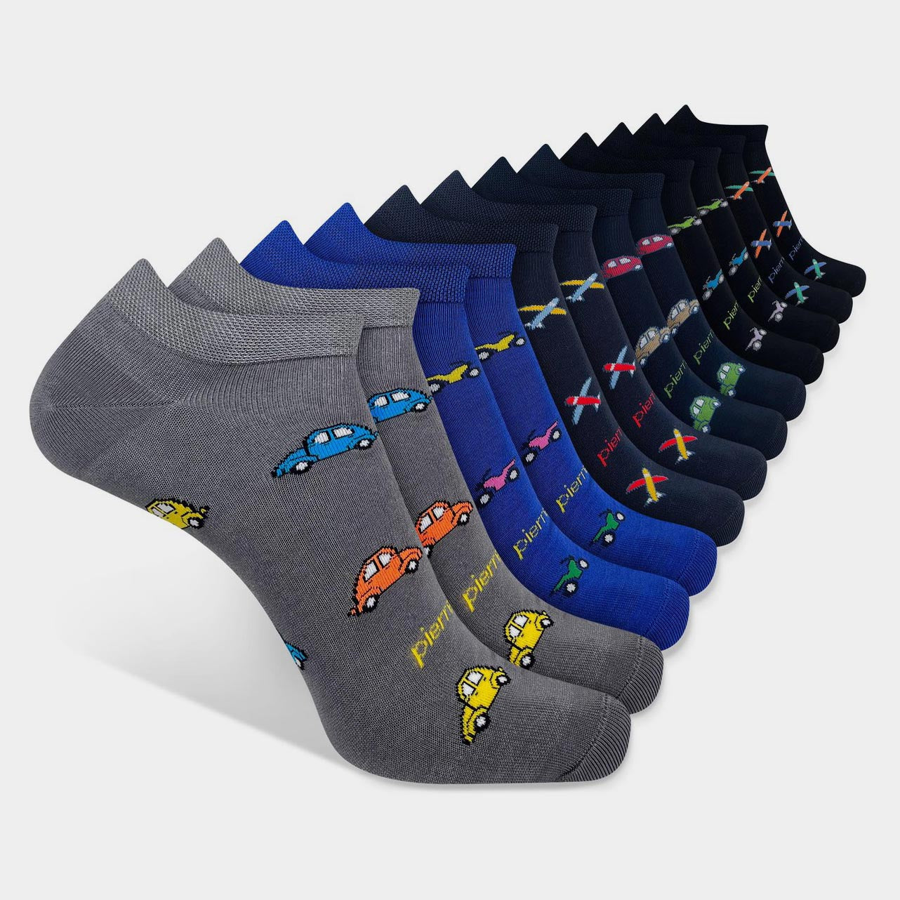 Heren Sneakersokken - 12 paar - Voertuigen Print