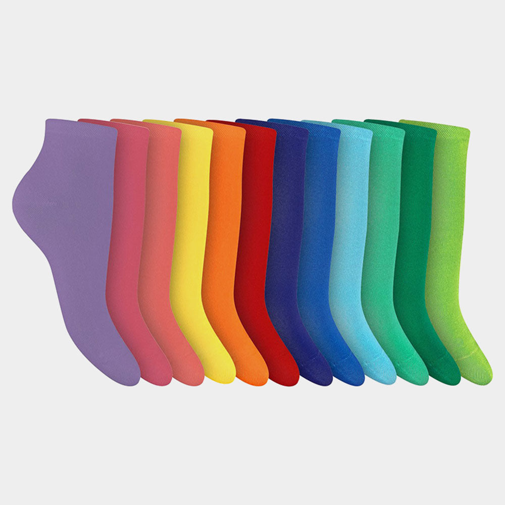 Calcetines quarter con diseño de rombos para mujer – Pack de 12 pares – Moda