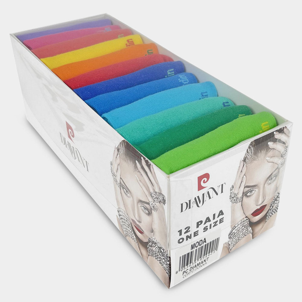 Calcetines quarter con diseño de rombos para mujer – Pack de 12 pares – Moda