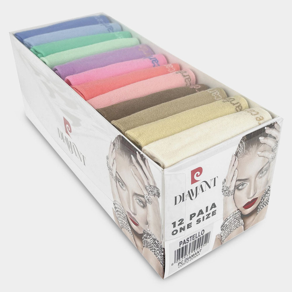 Calcetines quarter con diseño de rombos para mujer – Pack de 12 pares – Tonos pastel