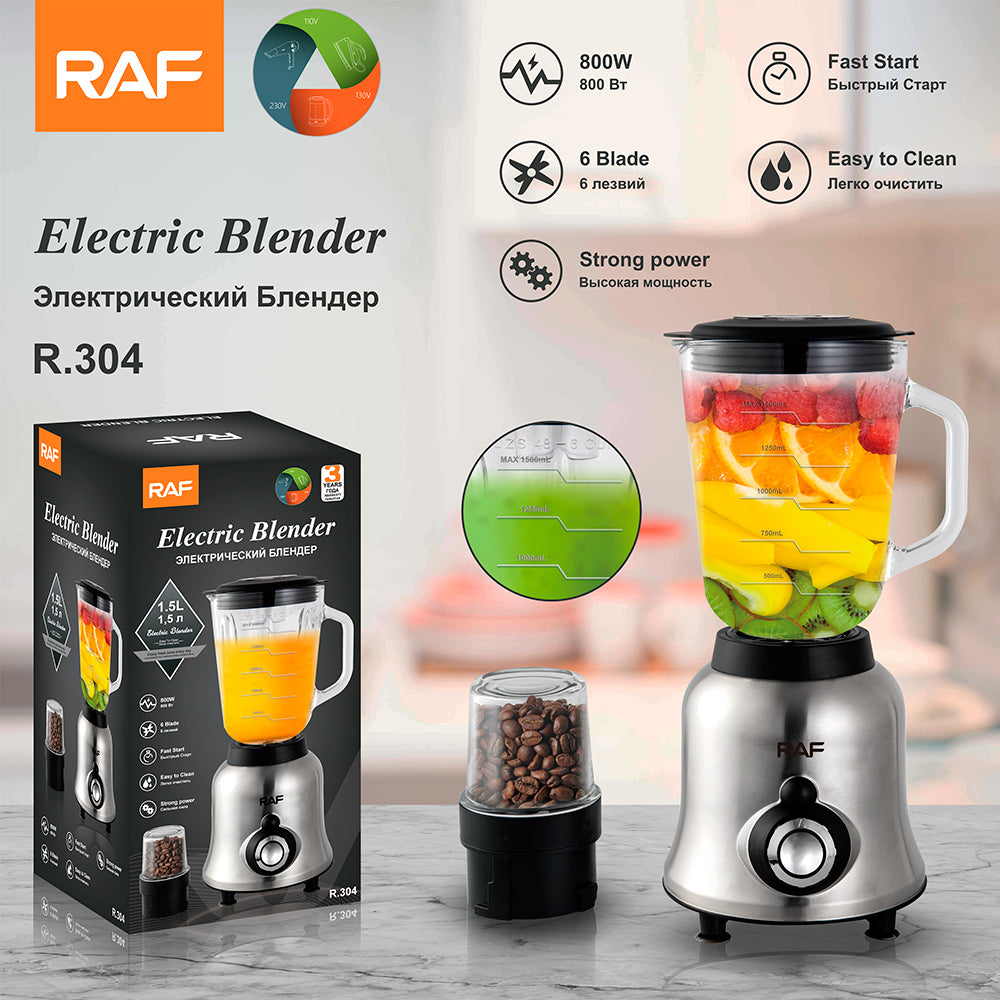 RAF Elektrische Blender 800W met doos en kenmerkende functies, inclusief 6-messen technologie, snelle start, en krachtige motor