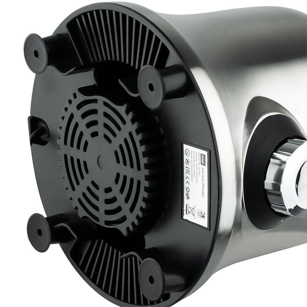 Onderkant van de RAF Elektrische Blender met ventilatieopeningen en antislipvoetjes voor stabiliteit