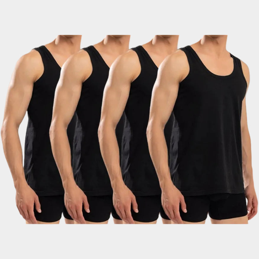 4 Pack Premium Onderhemden Zwart
